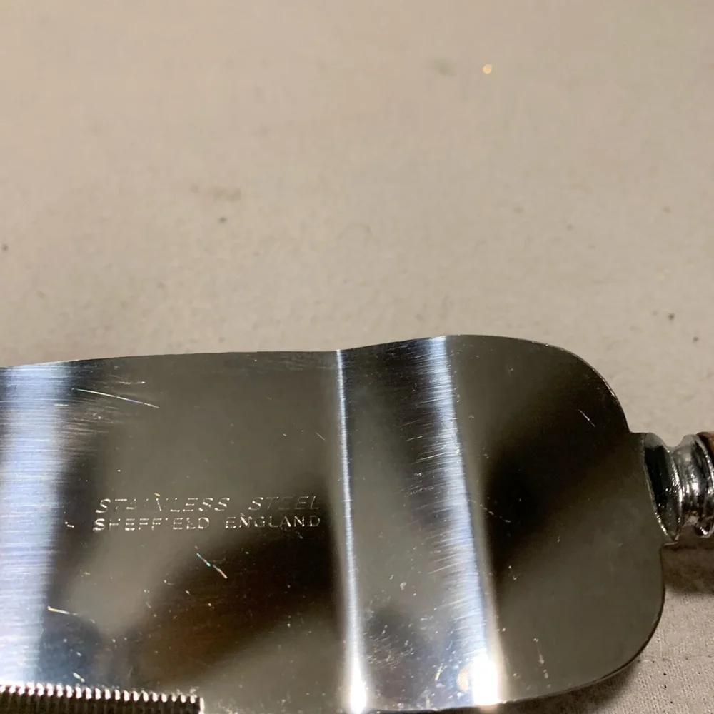 Sheffield England Pie Server Knife Porcelain Handle Vintage Stainless